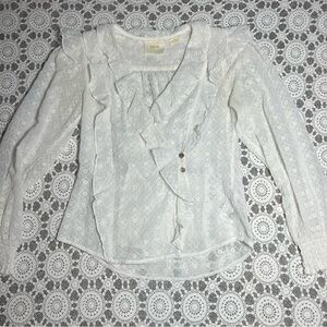 Elegant White Ruffled Blouse